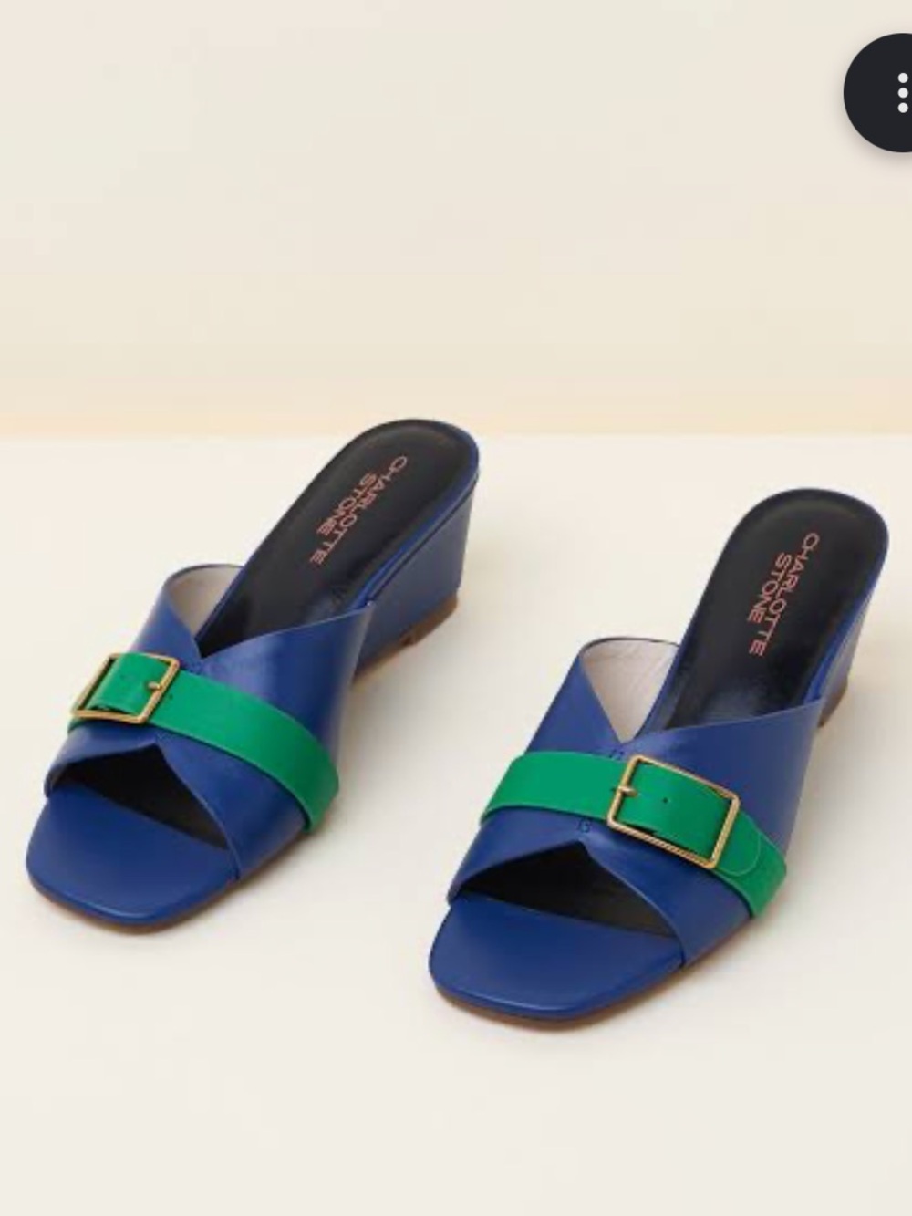 Charlotte Stone Teresa Blue & Green Low Wedge Slide